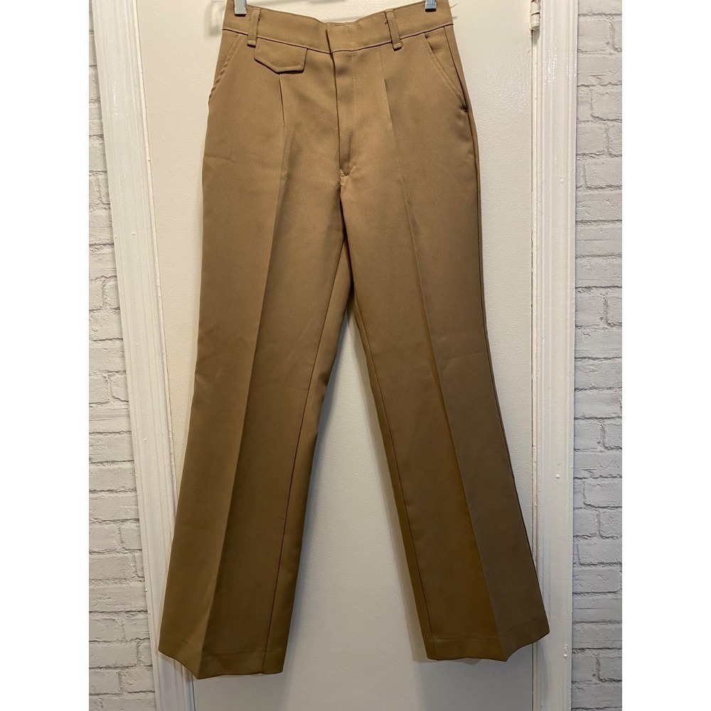 Fox Knapp Mens Tan Polyester Flare Dress Pants Disco Trousers 38 Vintage 70s